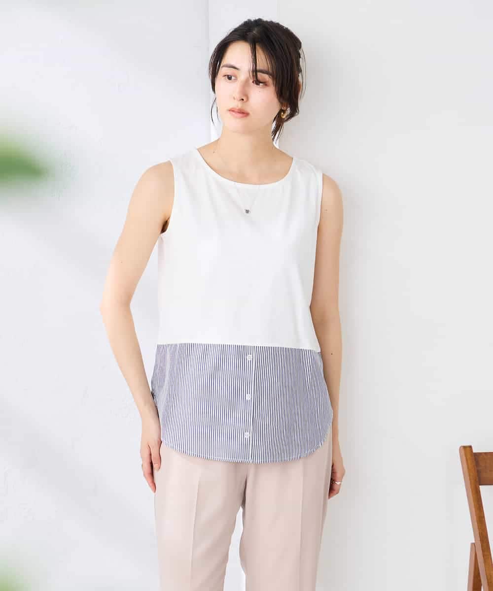 K2KGD03029 a.v.v(アー・ヴェ・ヴェ) シャツヘムタンクトップ ライトブルー