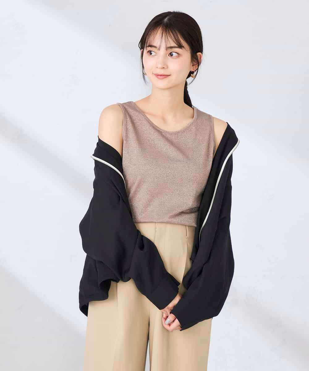 K2KGD08019 a.v.v(アー・ヴェ・ヴェ) 【前後2WAY】ラメタンクトップ ベージュ