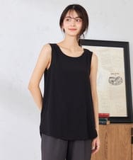 K2KGD10024 a.v.v(アー・ヴェ・ヴェ) 【イージーケア】ラウンドヘムロングタンクトップ ブラック