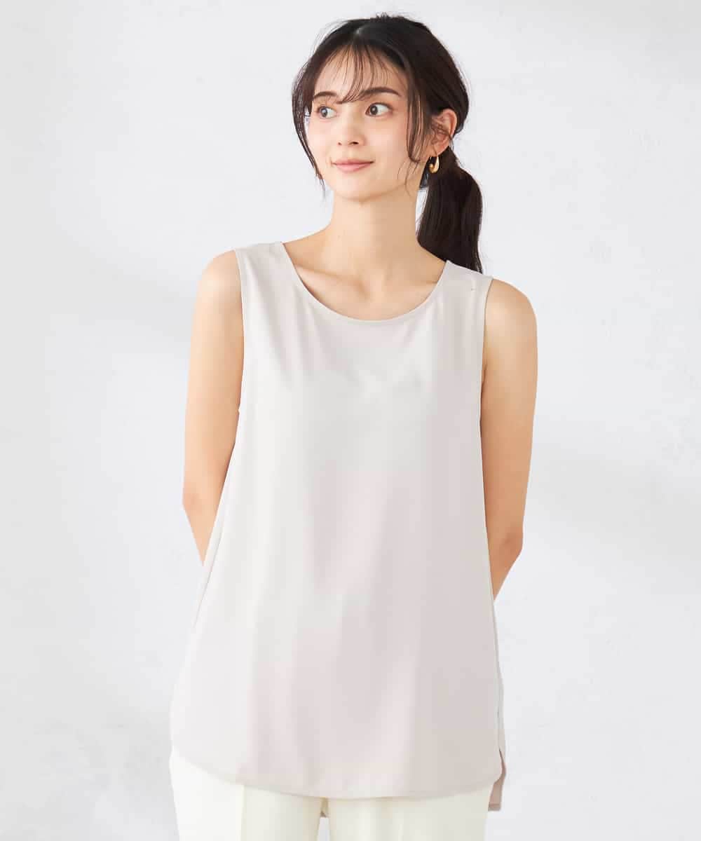 K2KGD10024 a.v.v(アー・ヴェ・ヴェ) 【イージーケア】ラウンドヘムロングタンクトップ グレージュ