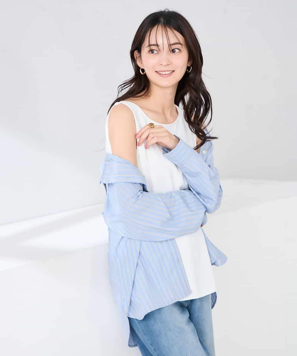 K2KGD10024 a.v.v(アー・ヴェ・ヴェ) 【イージーケア】ラウンドヘムロングタンクトップ グレージュ