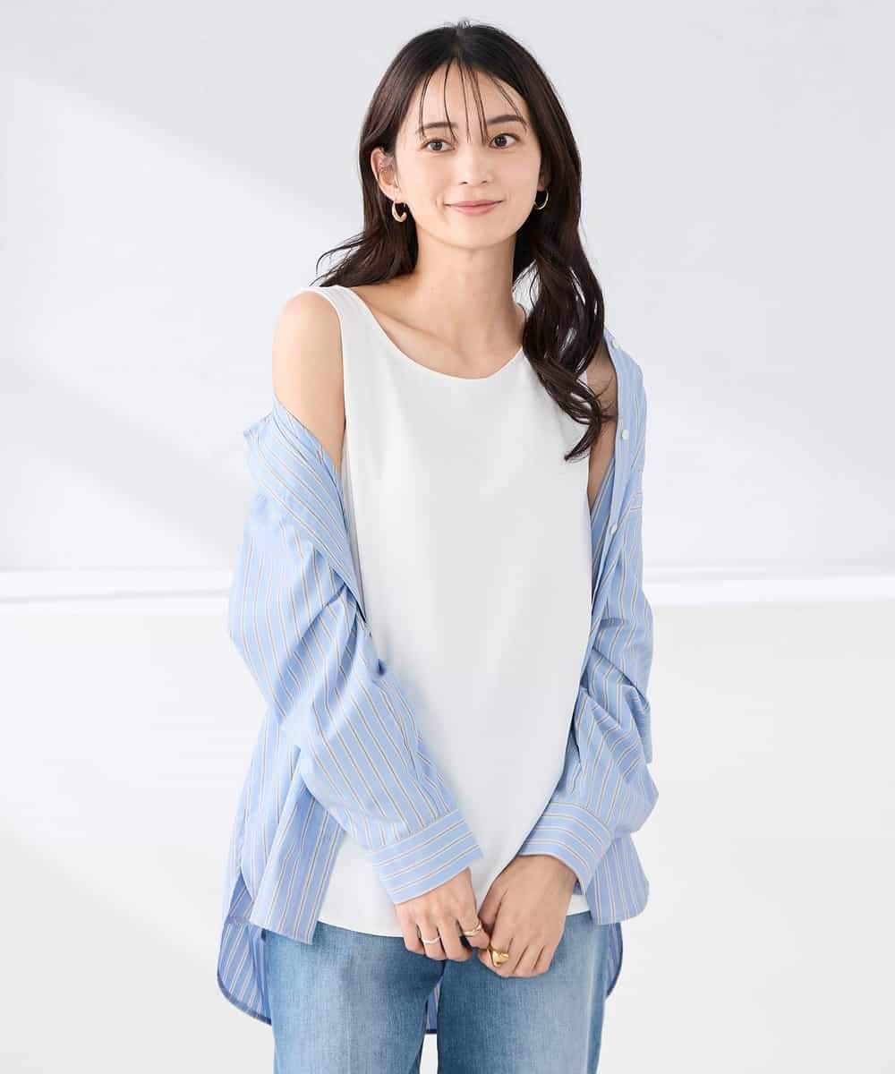 K2KGD10024 a.v.v(アー・ヴェ・ヴェ) 【イージーケア】ラウンドヘムロングタンクトップ ホワイト