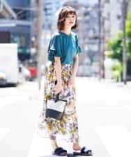 K2KGD11029 a.v.v(アー・ヴェ・ヴェ) フレアスリーブシルケッティ[WEB限定サイズ] オレンジ