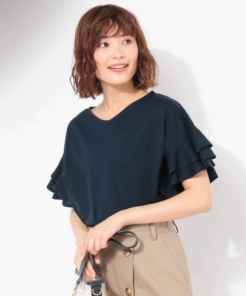 K2KGD11029 a.v.v(アー・ヴェ・ヴェ) フレアスリーブシルケッティ[WEB限定サイズ] オレンジ