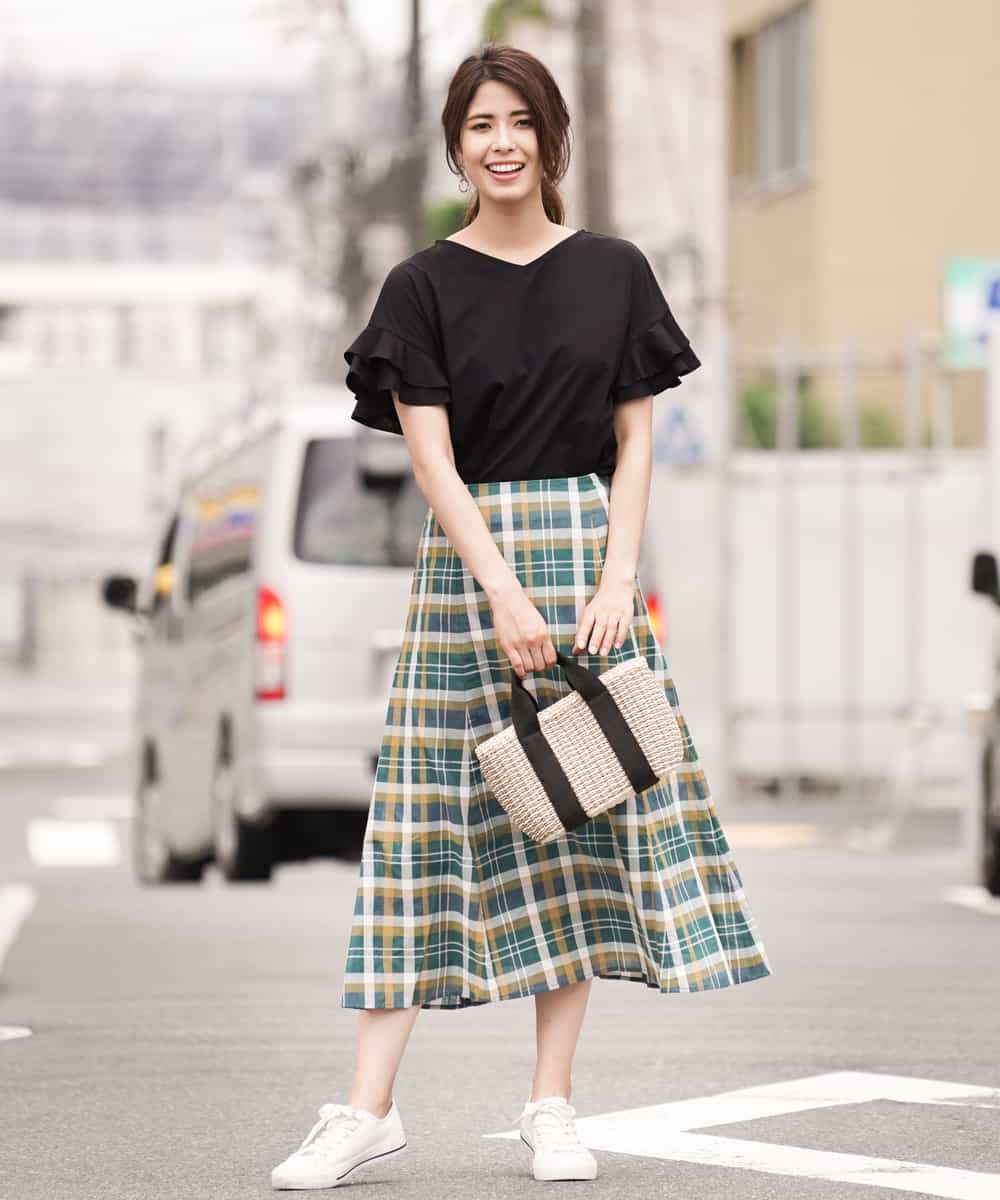 K2KGD11029 a.v.v(アー・ヴェ・ヴェ) フレアスリーブシルケッティ[WEB限定サイズ] オレンジ