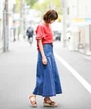 K2KGD11029 a.v.v(アー・ヴェ・ヴェ) フレアスリーブシルケッティ[WEB限定サイズ] オレンジ