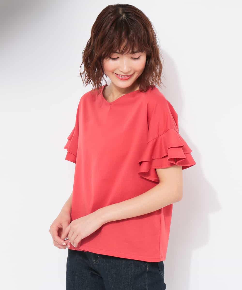 K2KGD11029 a.v.v(アー・ヴェ・ヴェ) フレアスリーブシルケッティ[WEB限定サイズ] オレンジ
