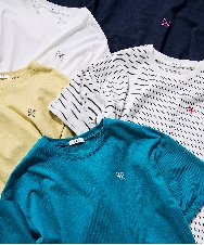 K2KGD25024 a.v.v(アー・ヴェ・ヴェ) 大人のクロップド刺繍Tシャツ【UVカット・接触冷感】 ボーダー