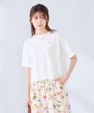 K2KGD25024 a.v.v(アー・ヴェ・ヴェ) 大人のクロップド刺繍Tシャツ【UVカット・接触冷感】 ホワイト