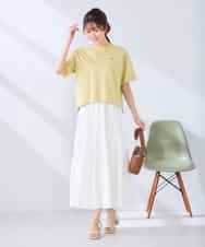 K2KGD25024 a.v.v(アー・ヴェ・ヴェ) 大人のクロップド刺繍Tシャツ【UVカット・接触冷感】 ライトイエロー