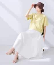 K2KGD25024 a.v.v(アー・ヴェ・ヴェ) 大人のクロップド刺繍Tシャツ【UVカット・接触冷感】 ライトイエロー