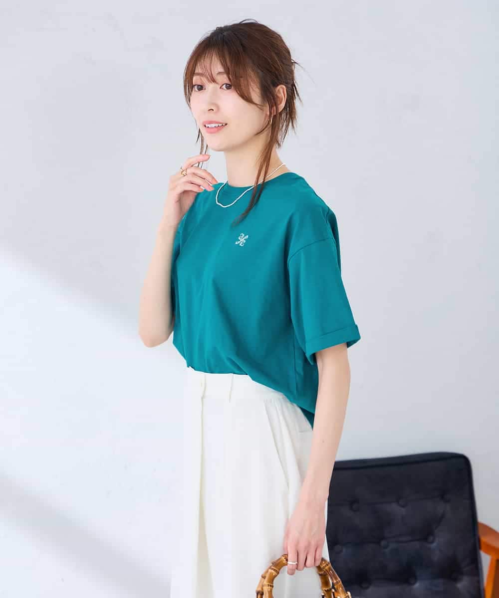 K2KGD25024 a.v.v(アー・ヴェ・ヴェ) 大人のクロップド刺繍Tシャツ【UVカット・接触冷感】 ライトイエロー