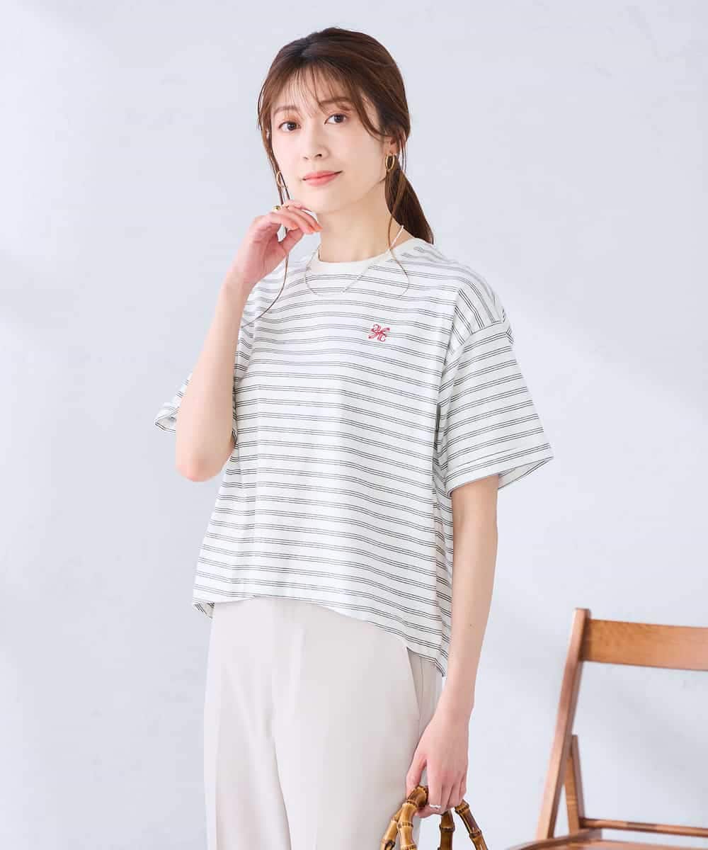 K2KGD25024 a.v.v(アー・ヴェ・ヴェ) 大人のクロップド刺繍Tシャツ【UVカット・接触冷感】 ライトイエロー