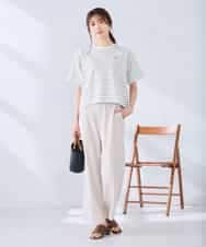 K2KGD25024 a.v.v(アー・ヴェ・ヴェ) 大人のクロップド刺繍Tシャツ【UVカット・接触冷感】 ライトイエロー