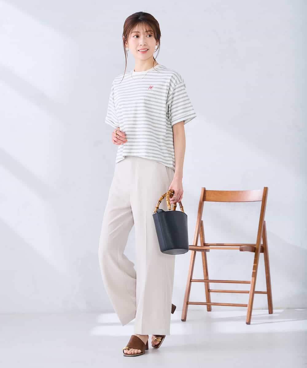 K2KGD25024 a.v.v(アー・ヴェ・ヴェ) 大人のクロップド刺繍Tシャツ【UVカット・接触冷感】 ライトイエロー