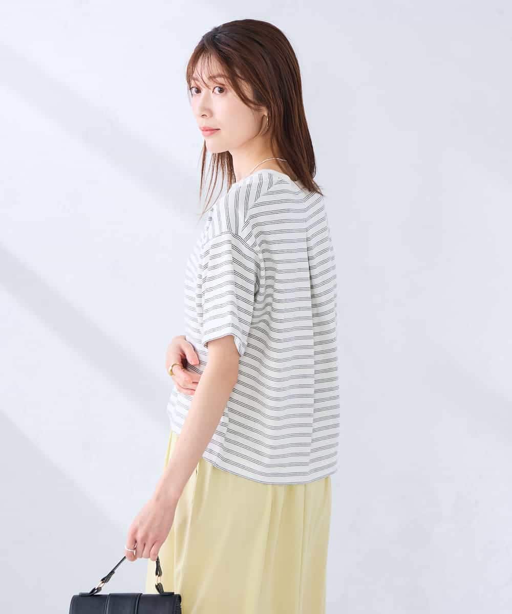 K2KGD25024 a.v.v(アー・ヴェ・ヴェ) 大人のクロップド刺繍Tシャツ【UVカット・接触冷感】 ライトイエロー