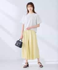 K2KGD25024 a.v.v(アー・ヴェ・ヴェ) 大人のクロップド刺繍Tシャツ【UVカット・接触冷感】 ライトイエロー