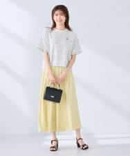 K2KGD25024 a.v.v(アー・ヴェ・ヴェ) 大人のクロップド刺繍Tシャツ【UVカット・接触冷感】 ライトイエロー