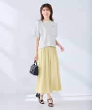 K2KGD25024 a.v.v(アー・ヴェ・ヴェ) 大人のクロップド刺繍Tシャツ【UVカット・接触冷感】 ライトイエロー