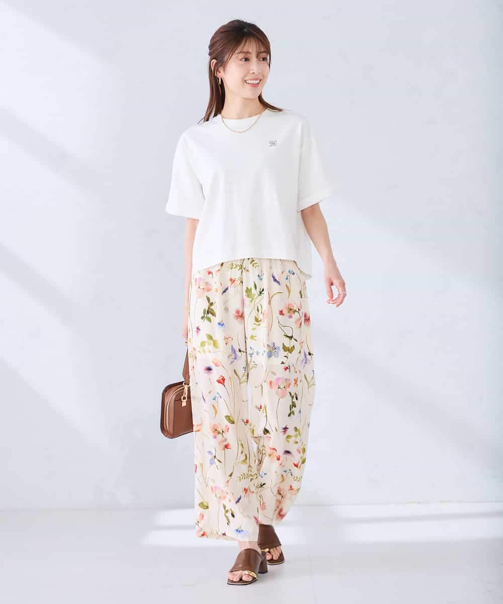 K2KGD25024 a.v.v(アー・ヴェ・ヴェ) 大人のクロップド刺繍Tシャツ【UVカット・接触冷感】 ライトイエロー