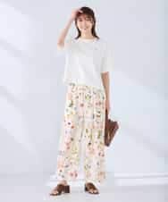 K2KGD25024 a.v.v(アー・ヴェ・ヴェ) 大人のクロップド刺繍Tシャツ【UVカット・接触冷感】 ライトイエロー
