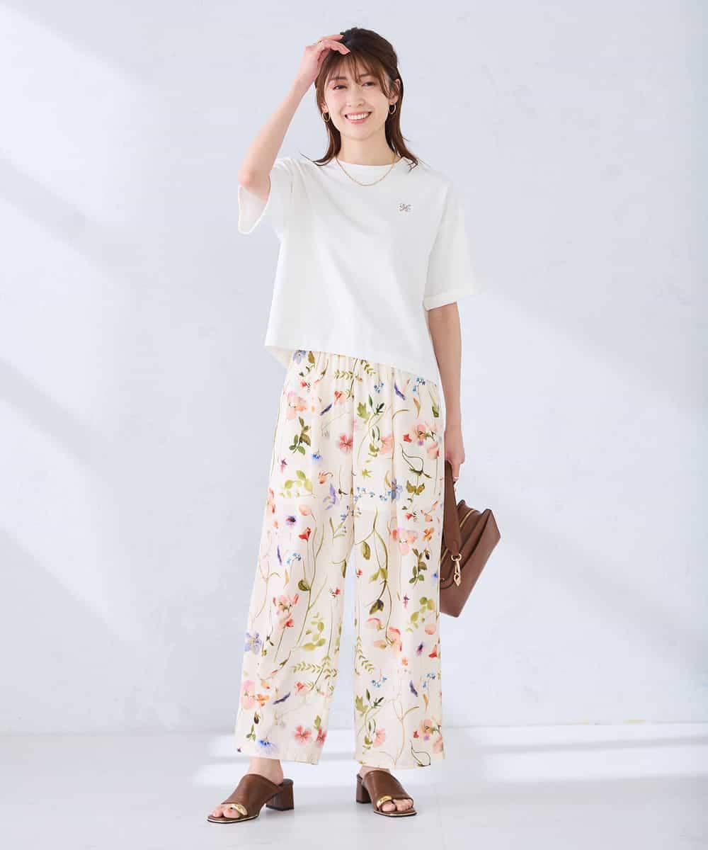 K2KGD25024 a.v.v(アー・ヴェ・ヴェ) 大人のクロップド刺繍Tシャツ【UVカット・接触冷感】 ライトイエロー
