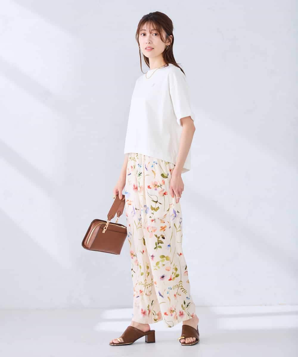 K2KGD25024 a.v.v(アー・ヴェ・ヴェ) 大人のクロップド刺繍Tシャツ【UVカット・接触冷感】 ライトイエロー