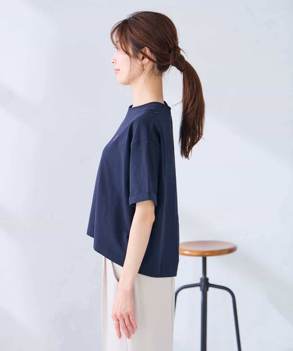 K2KGD25024 a.v.v(アー・ヴェ・ヴェ) 大人のクロップド刺繍Tシャツ【UVカット・接触冷感】 ライトイエロー
