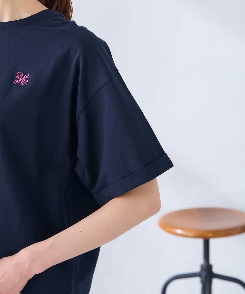 K2KGD25024 a.v.v(アー・ヴェ・ヴェ) 大人のクロップド刺繍Tシャツ【UVカット・接触冷感】 ライトイエロー