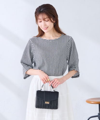 K2KGD30039 a.v.v ボーダー楊柳袖デザインカットソー