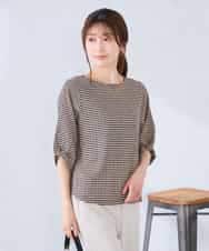 K2KGD30039 a.v.v(アー・ヴェ・ヴェ) ボーダー楊柳袖デザインカットソー ピンク