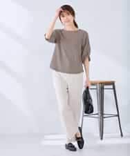 K2KGD30039 a.v.v(アー・ヴェ・ヴェ) ボーダー楊柳袖デザインカットソー ピンク