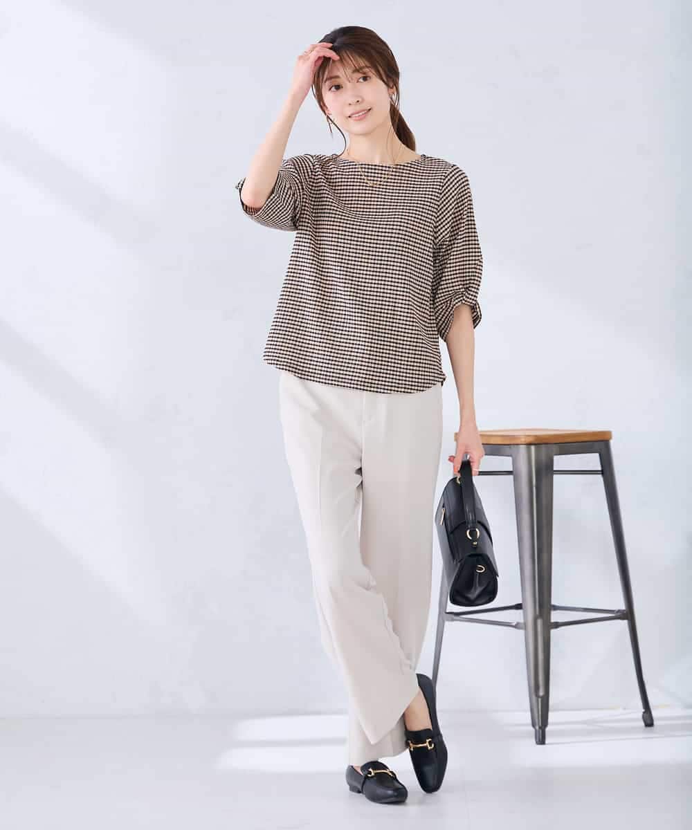 K2KGD30039 a.v.v(アー・ヴェ・ヴェ) ボーダー楊柳袖デザインカットソー ピンク