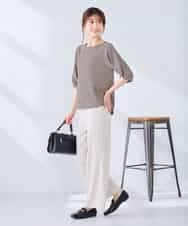 K2KGD30039 a.v.v(アー・ヴェ・ヴェ) ボーダー楊柳袖デザインカットソー ピンク