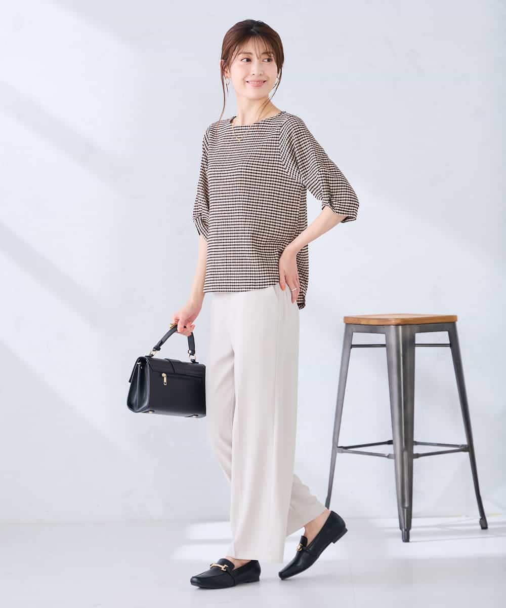 K2KGD30039 a.v.v(アー・ヴェ・ヴェ) ボーダー楊柳袖デザインカットソー ピンク