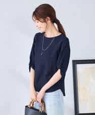 K2KGD30039 a.v.v(アー・ヴェ・ヴェ) ボーダー楊柳袖デザインカットソー ピンク