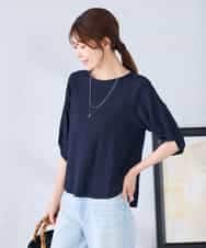 K2KGD30039 a.v.v(アー・ヴェ・ヴェ) ボーダー楊柳袖デザインカットソー ピンク