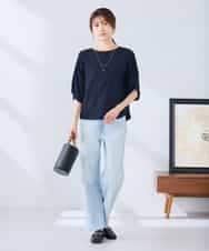 K2KGD30039 a.v.v(アー・ヴェ・ヴェ) ボーダー楊柳袖デザインカットソー ピンク