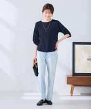 K2KGD30039 a.v.v(アー・ヴェ・ヴェ) ボーダー楊柳袖デザインカットソー ピンク