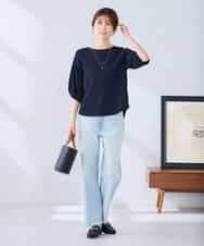 K2KGD30039 a.v.v(アー・ヴェ・ヴェ) ボーダー楊柳袖デザインカットソー ピンク