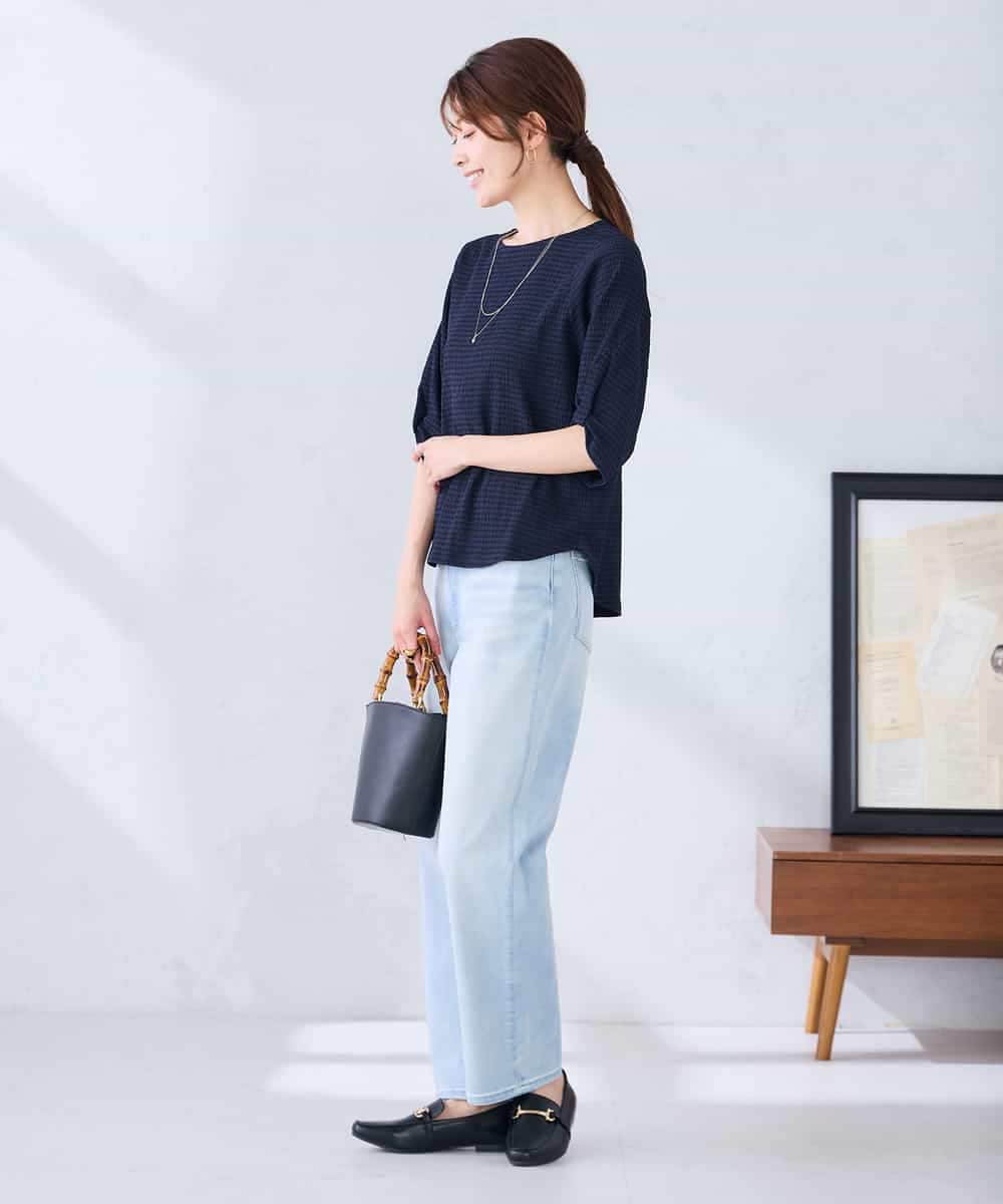 K2KGD30039 a.v.v(アー・ヴェ・ヴェ) ボーダー楊柳袖デザインカットソー ピンク