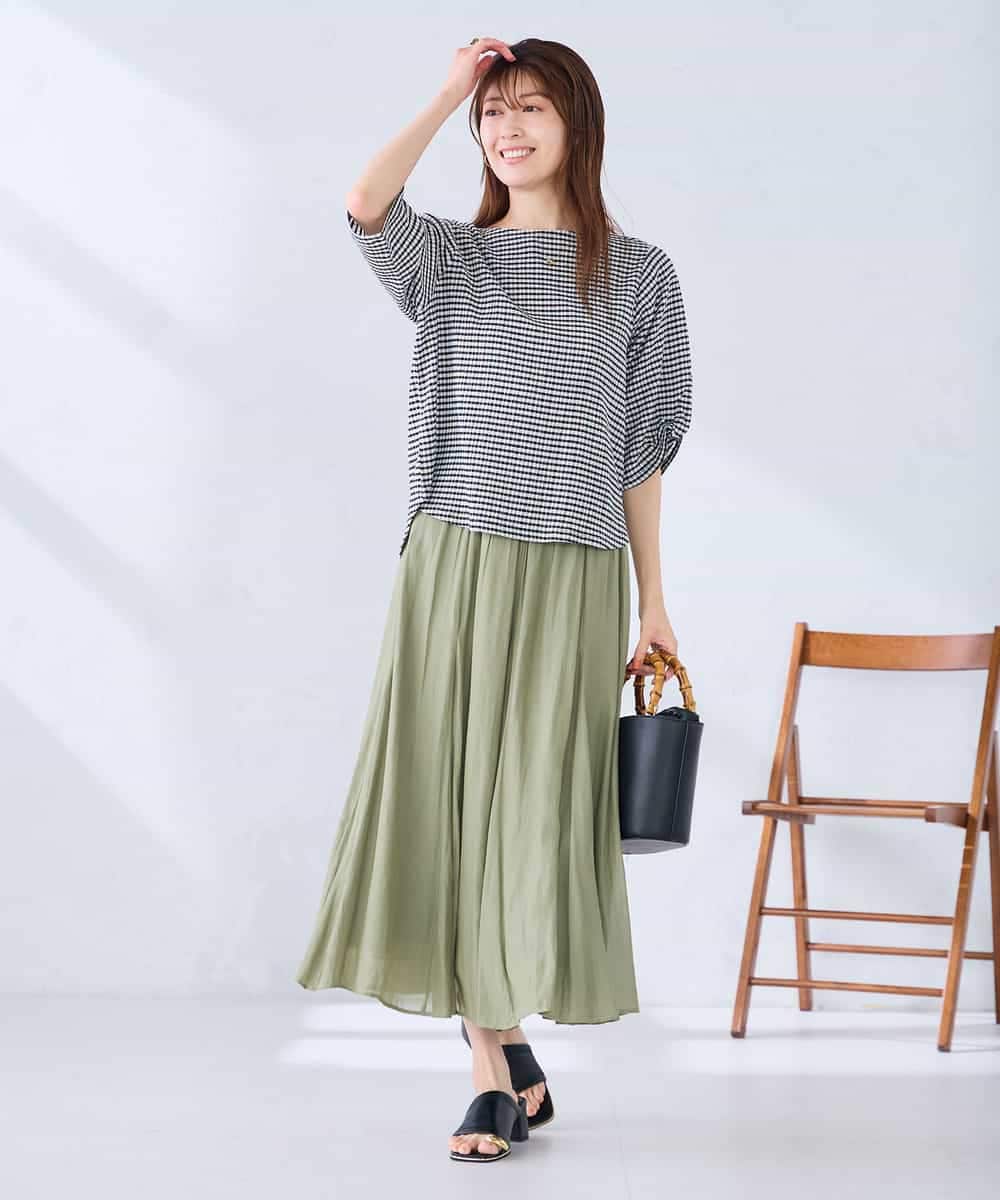 K2KGD30039 a.v.v(アー・ヴェ・ヴェ) ボーダー楊柳袖デザインカットソー ピンク