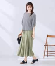 K2KGD30039 a.v.v(アー・ヴェ・ヴェ) ボーダー楊柳袖デザインカットソー ピンク