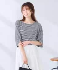 K2KGD30039 a.v.v(アー・ヴェ・ヴェ) ボーダー楊柳袖デザインカットソー ピンク