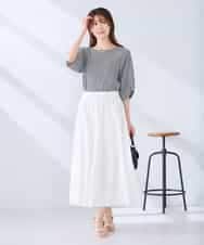 K2KGD30039 a.v.v(アー・ヴェ・ヴェ) ボーダー楊柳袖デザインカットソー ピンク