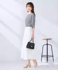 K2KGD30039 a.v.v(アー・ヴェ・ヴェ) ボーダー楊柳袖デザインカットソー ピンク