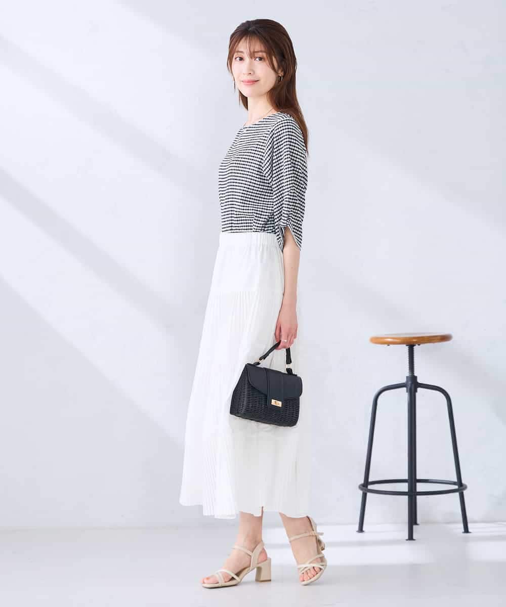 K2KGD30039 a.v.v(アー・ヴェ・ヴェ) ボーダー楊柳袖デザインカットソー ピンク