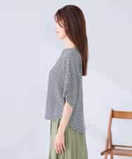 K2KGD30039 a.v.v(アー・ヴェ・ヴェ) ボーダー楊柳袖デザインカットソー ピンク