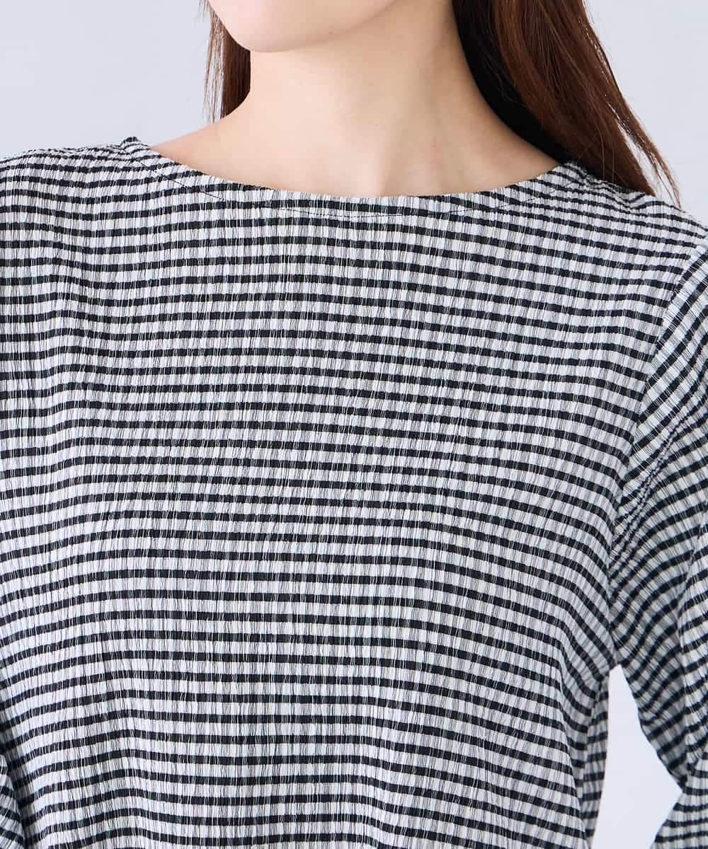 K2KGD30039 a.v.v(アー・ヴェ・ヴェ) ボーダー楊柳袖デザインカットソー ピンク