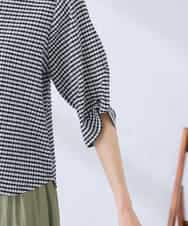 K2KGD30039 a.v.v(アー・ヴェ・ヴェ) ボーダー楊柳袖デザインカットソー ピンク